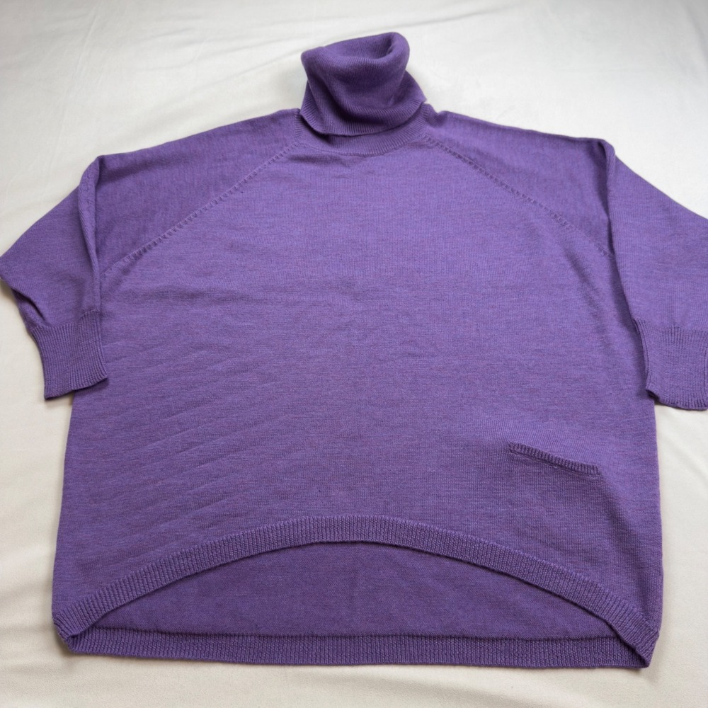 Eileen Fisher Purple 100% Merino Wool Cowl Neck Sweater Large F1MY-4 Oversized